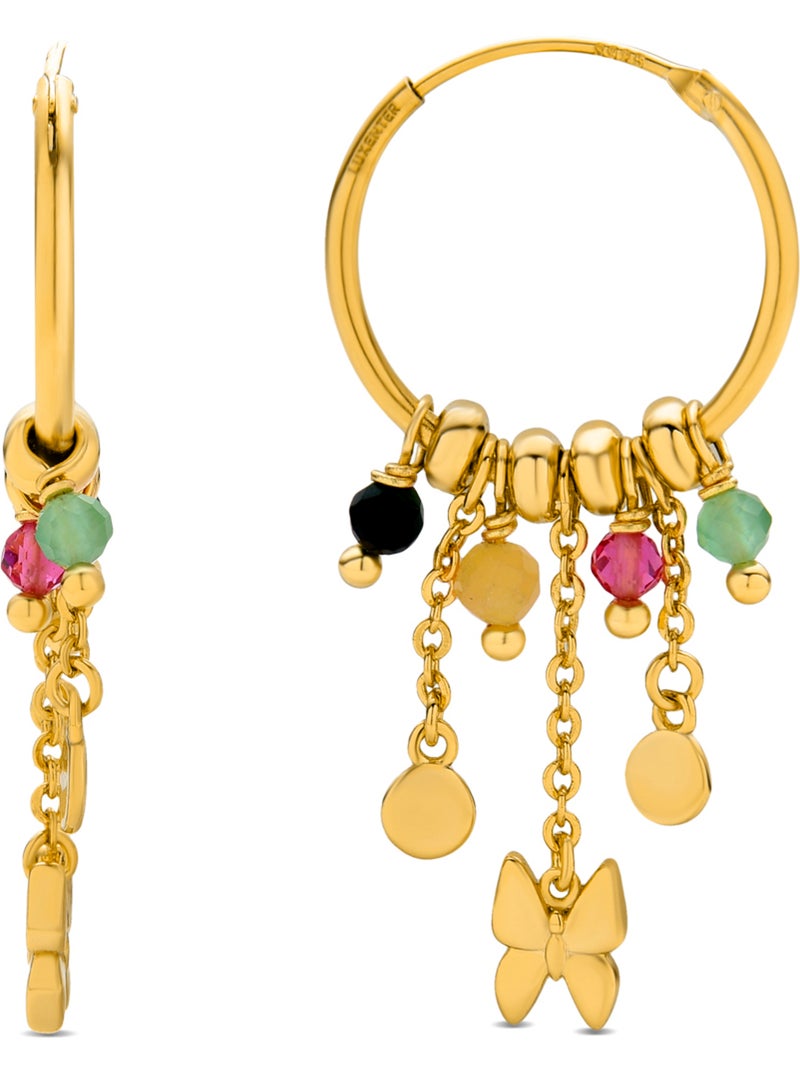 Boucles d'oreilles Luxenter en argent 925 avec cristal   et finition et plaqué or 18k-Papillon Multicolore - Kiabi