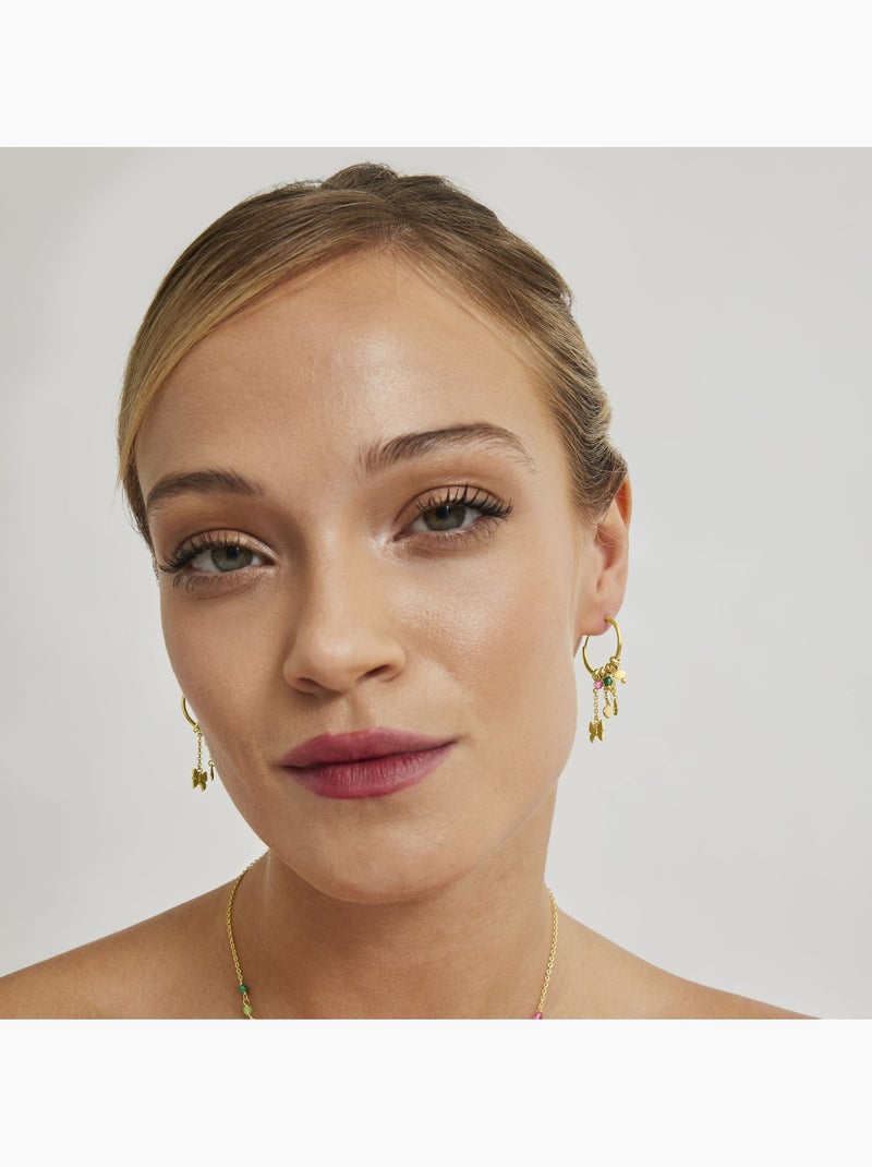 Boucles d'oreilles Luxenter en argent 925 avec cristal   et finition et plaqué or 18k-Papillon Multicolore - Kiabi