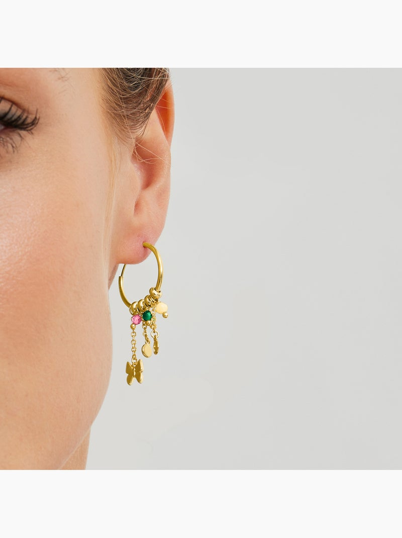 Boucles d'oreilles Luxenter en argent 925 avec cristal   et finition et plaqué or 18k-Papillon Multicolore - Kiabi