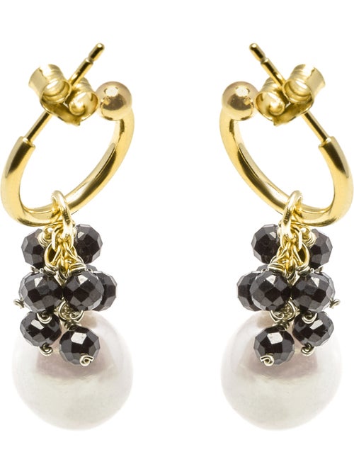 Boucles d'oreilles Luxenter en argent 925 avec cristal noir et plaqué or 18k - Sahme - Kiabi
