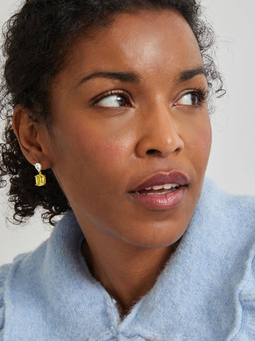 Boucles d'oreilles Luxenter en argent 925 avec Padparadscha finies plaqué or jaune 18K - Himal - Kiabi