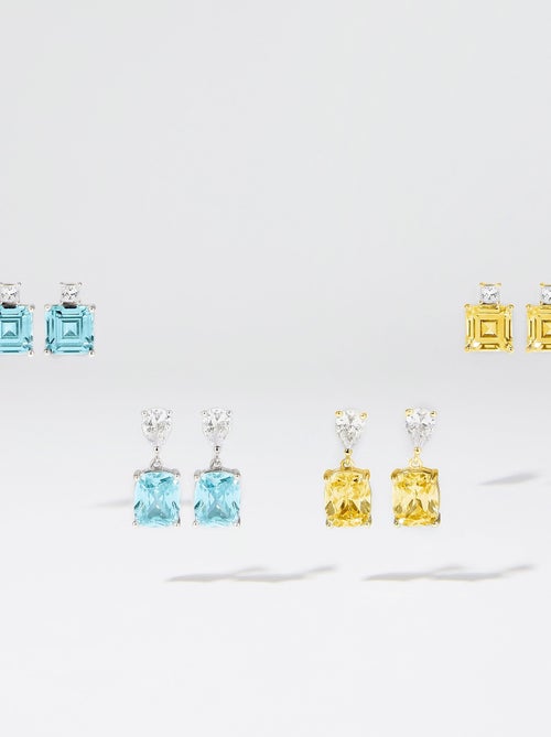 Boucles d'oreilles Luxenter en argent 925 avec Padparadscha finies plaqué or jaune 18K - Himal - Kiabi