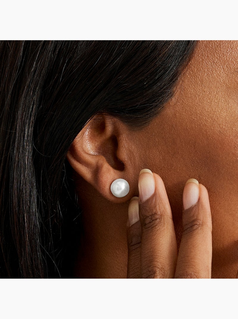 Boucles d'oreilles Luxenter en argent 925 avec perle blanche et plaqué or 18k - Basic Blanc - Kiabi