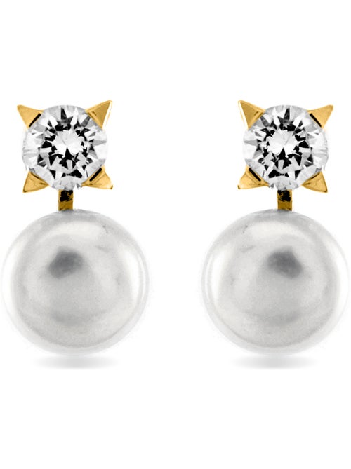 Boucles d'oreilles Luxenter en argent 925 avec perle blanche et plaqué or 18k - Essential - Kiabi