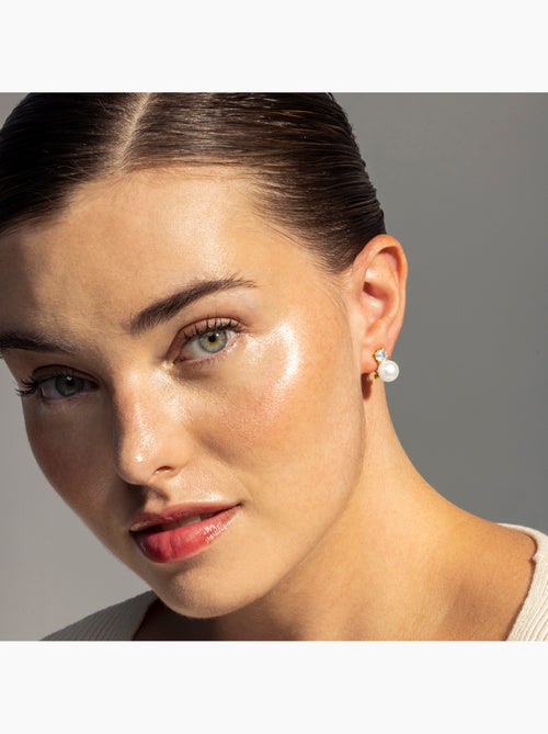 Boucles d'oreilles Luxenter en argent 925 avec perle blanche et plaqué or 18k - Essential - Kiabi