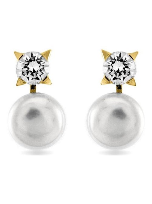 Boucles d'oreilles Luxenter en argent 925 avec perle blanche et plaqué or 18k - Essential - Kiabi