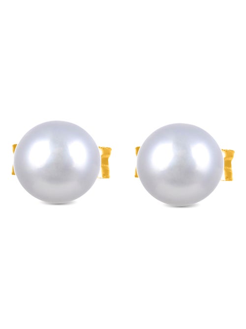 Boucles d'oreilles Luxenter en argent 925 avec perle blanche finie en or jaune 18K - Basic - Kiabi