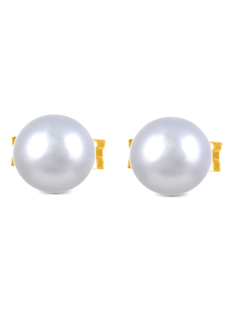 Boucles d'oreilles Luxenter en argent 925 avec perle blanche finie en or jaune 18K - Basic Argent - Kiabi