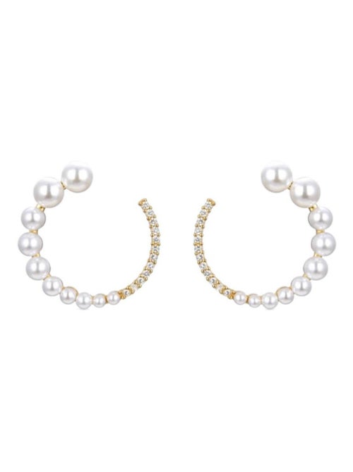 Boucles d'oreilles Luxenter en argent 925 avec perle blanche finie plaqué or jaune 18K - Rymoth - Kiabi