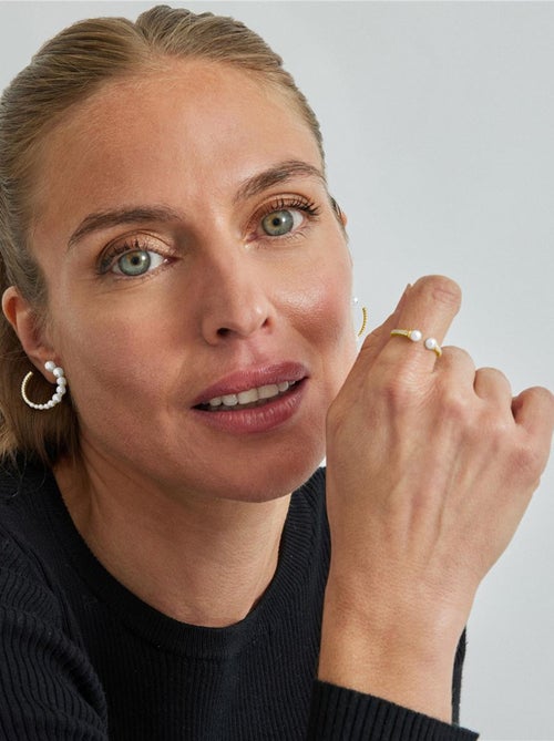 Boucles d'oreilles Luxenter en argent 925 avec perle blanche finie plaqué or jaune 18K - Rymoth - Kiabi