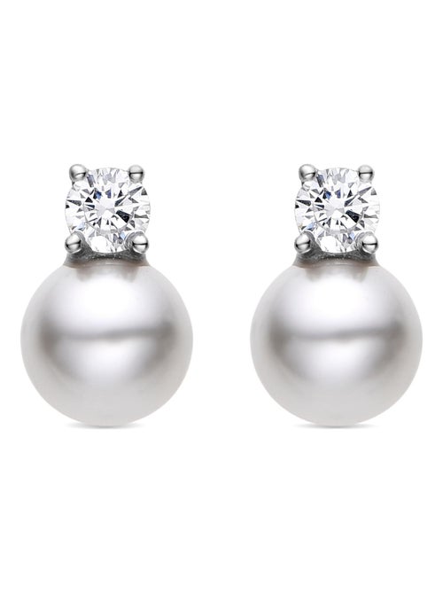 Boucles d'oreilles Luxenter en argent 925 avec perle blanche plaquée rhodium - Sikon - Kiabi