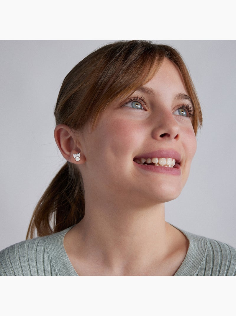 Boucles d'oreilles Luxenter en argent 925 avec perle blanche rhodiée - Bolmash Blanc - Kiabi