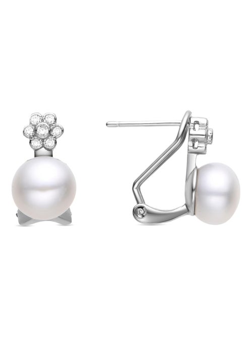 Boucles d'oreilles Luxenter en argent 925 avec perle blanche rhodiée - Byla - Kiabi