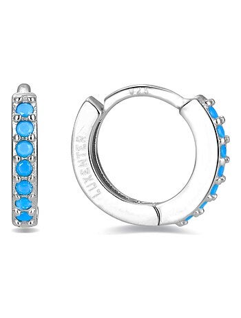 Boucles d'oreilles Luxenter en argent 925 avec turquoise rhodiée - Leofcar