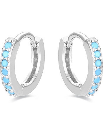Boucles d'oreilles Luxenter en argent 925 avec turquoise rhodiée - Leofcar