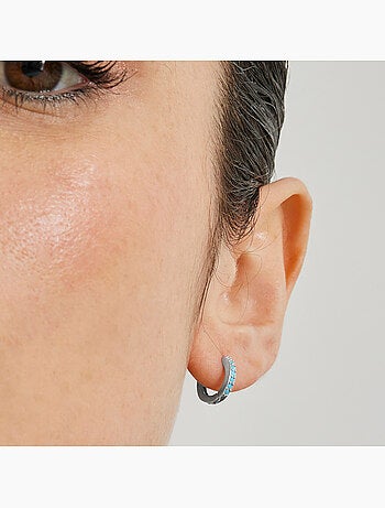 Boucles d'oreilles Luxenter en argent 925 avec turquoise rhodiée - Leofcar