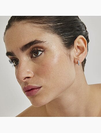 Boucles d'oreilles Luxenter en argent 925 avec turquoise rhodiée - Leofcar