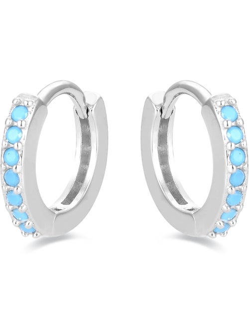 Boucles d'oreilles Luxenter en argent 925 avec turquoise rhodiée - Leofcar - Kiabi