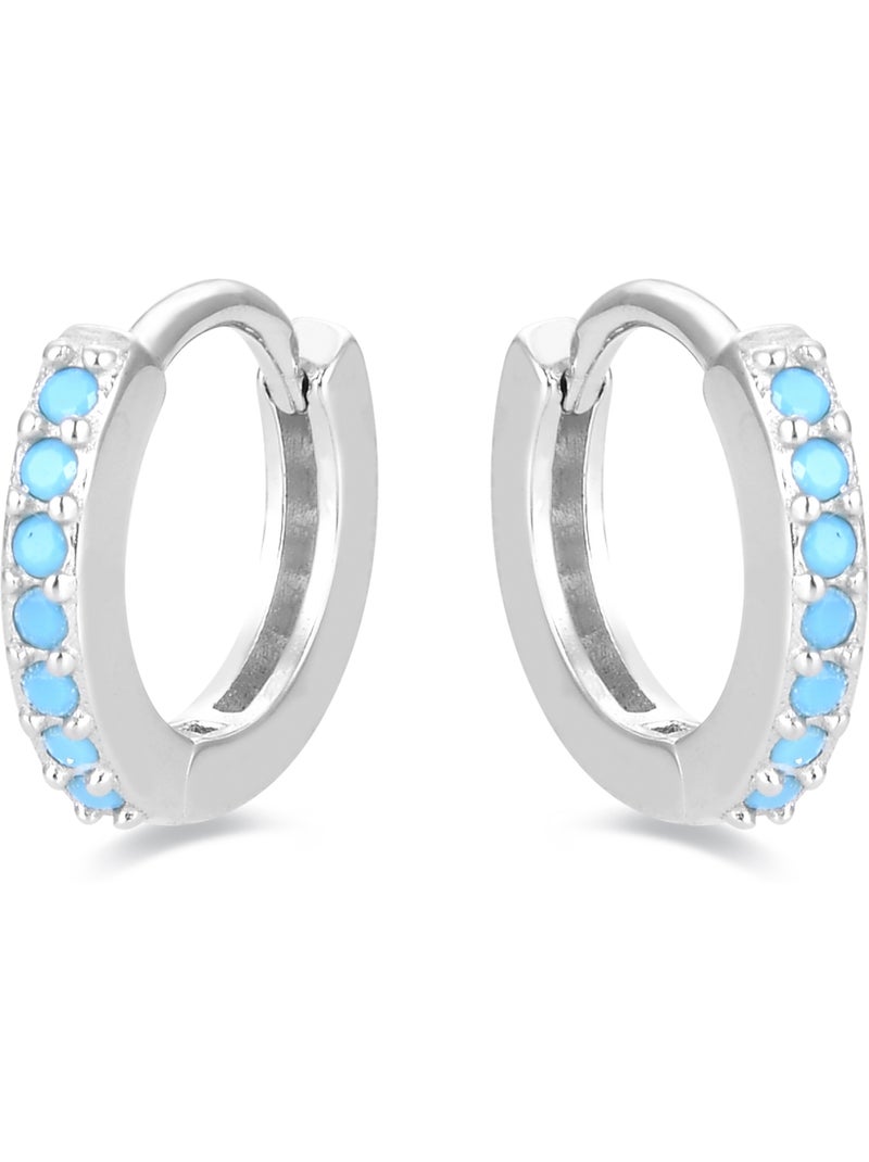 Boucles d'oreilles Luxenter en argent 925 avec turquoise rhodiée - Leofcar Bleu - Kiabi