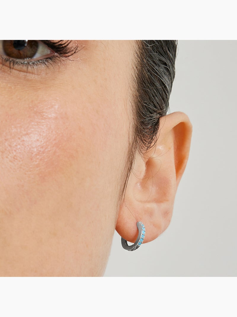 Boucles d'oreilles Luxenter en argent 925 avec turquoise rhodiée - Leofcar Bleu - Kiabi