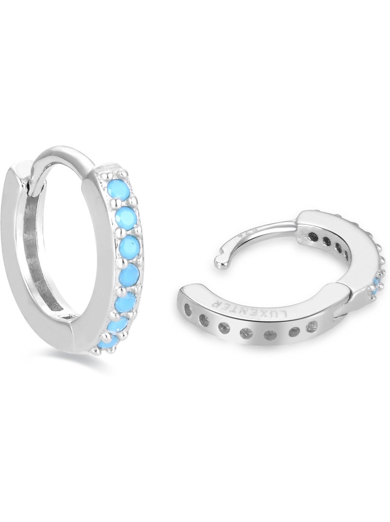 Boucles d'oreilles Luxenter en argent 925 avec turquoise rhodiée - Leofcar Bleu - Kiabi