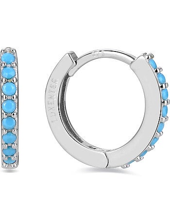 Boucles d'oreilles Luxenter en argent 925 avec turquoise rhodiée - Valarys