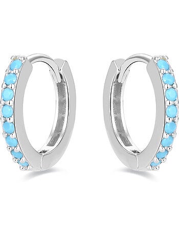 Boucles d'oreilles Luxenter en argent 925 avec turquoise rhodiée - Valarys