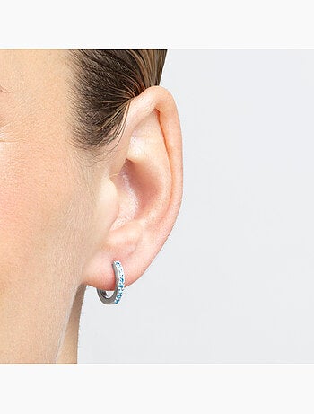 Boucles d'oreilles Luxenter en argent 925 avec turquoise rhodiée - Valarys