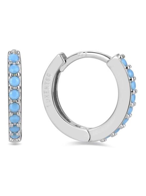Boucles d'oreilles Luxenter en argent 925 avec turquoise rhodiée - Valarys - Kiabi