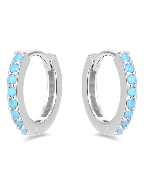 Boucles d'oreilles Luxenter en argent 925 avec turquoise rhodiée - Valarys - Kiabi