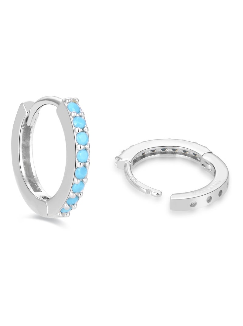 Boucles d'oreilles Luxenter en argent 925 avec turquoise rhodiée - Valarys Bleu - Kiabi