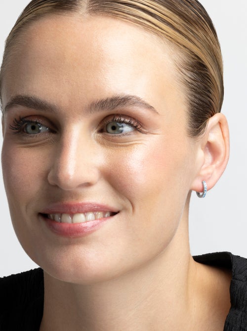 Boucles d'oreilles Luxenter en argent 925 avec turquoise rhodiée - Valarys - Kiabi