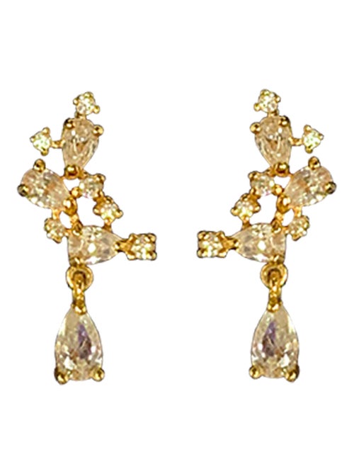 Boucles d'oreilles Luxenter en argent 925 avec zircon brillant en or jaune 18K - Kiabi