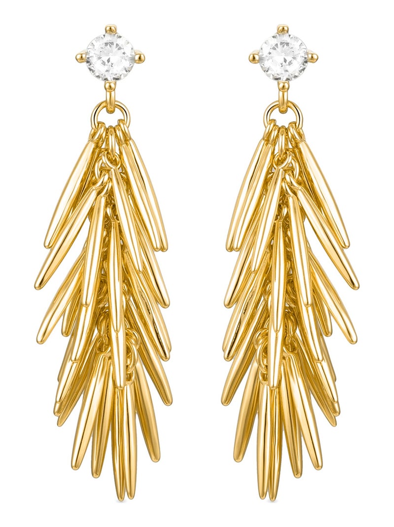 Boucles d'oreilles Luxenter en argent 925 avec zircon brillant et finition en or jaune 18K - Nasra Argent - Kiabi