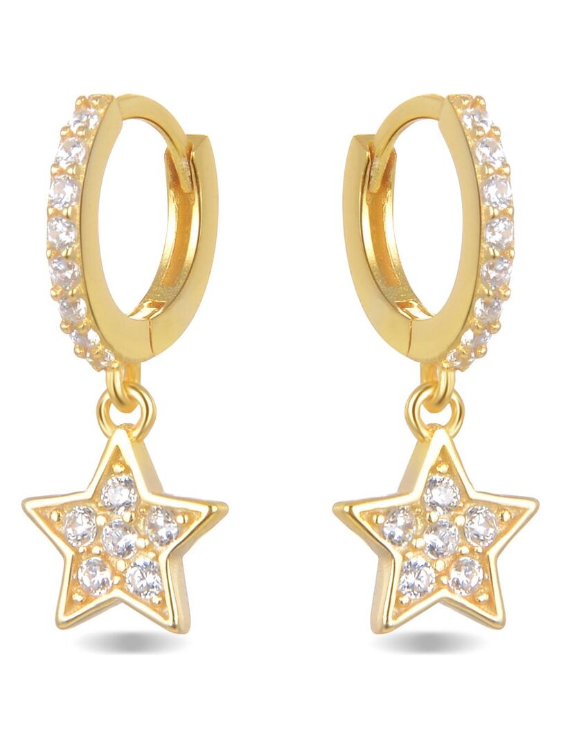 Boucles D'Oreilles En Argent 925 Avec Zircons Et Onyx - Fixation Papillon - Modèle AGHT 0712