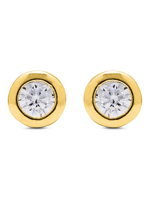 Boucles d'oreilles Luxenter en argent 925 avec zircon brillant et finition en or jaune 18K - Zaja - Kiabi