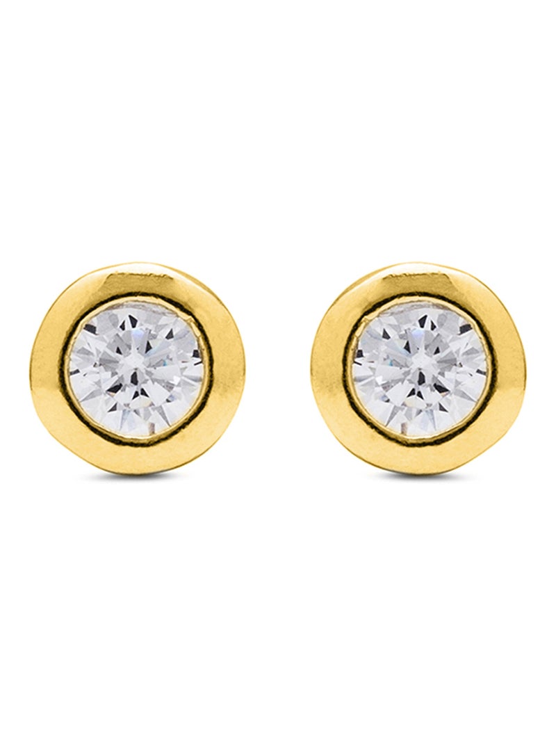 Boucles d'oreilles Luxenter en argent 925 avec zircon brillant et finition en or jaune 18K - Zaja Argent - Kiabi