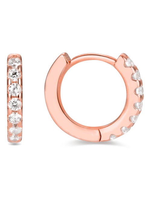 Boucles d'oreilles Luxenter en argent 925 avec zircon brillant et finition en or rose 18K - Meri - Kiabi