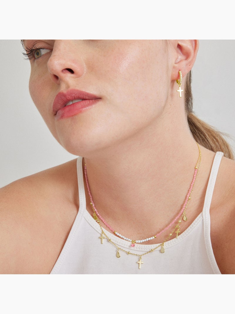 Boucles d'oreilles Luxenter en argent 925 avec zircon brillant et finition et plaqué or 18k - Redri Blanc - Kiabi