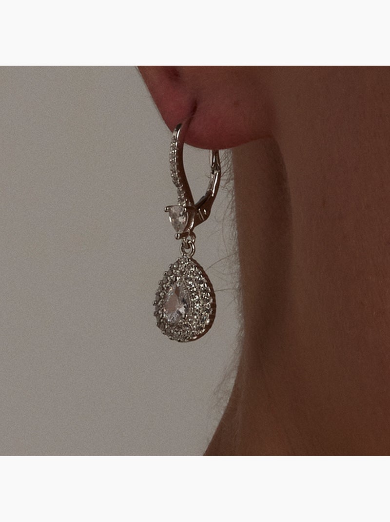 Boucles d'oreilles Luxenter en argent 925 avec zircon brillant plaqué rhodium - Shiyi Argent - Kiabi