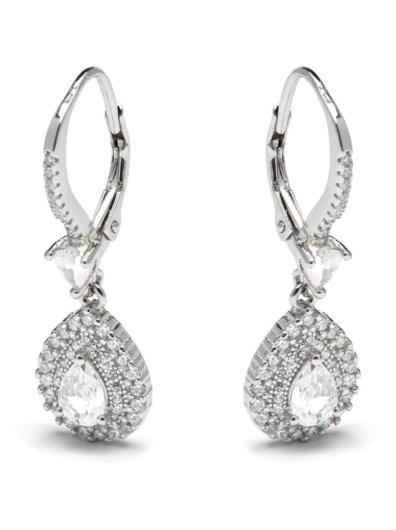 Boucles d'oreilles Luxenter en argent 925 avec zircon brillant plaqué rhodium - Shiyi Blanc - Kiabi