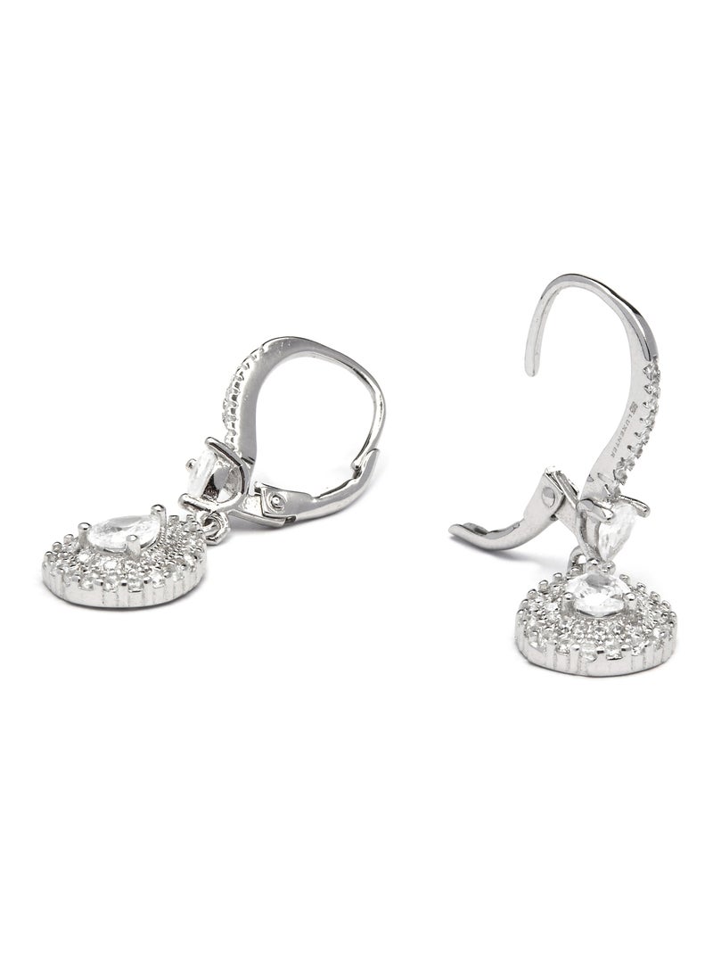Boucles d'oreilles Luxenter en argent 925 avec zircon brillant plaqué rhodium - Shiyi Blanc - Kiabi