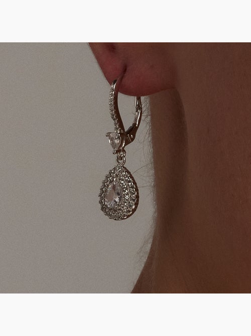 Boucles d'oreilles Luxenter en argent 925 avec zircon brillant plaqué rhodium - Shiyi - Kiabi