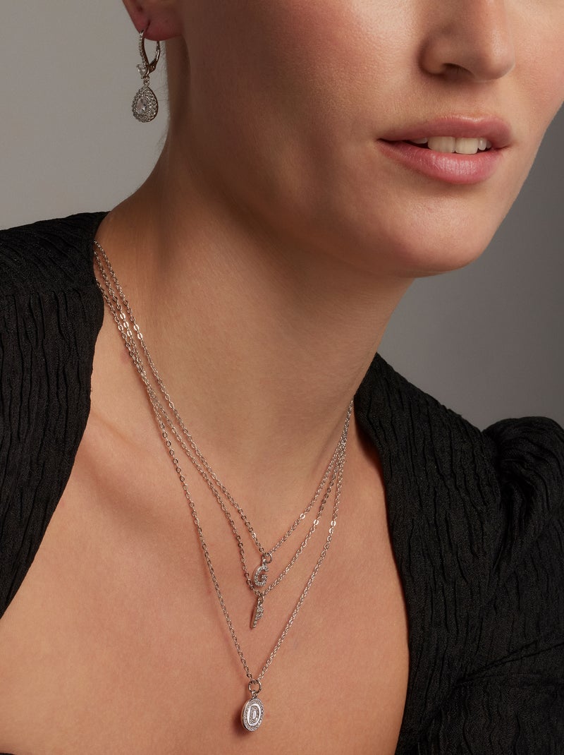 Boucles d'oreilles Luxenter en argent 925 avec zircon brillant plaqué rhodium - Shiyi Blanc - Kiabi