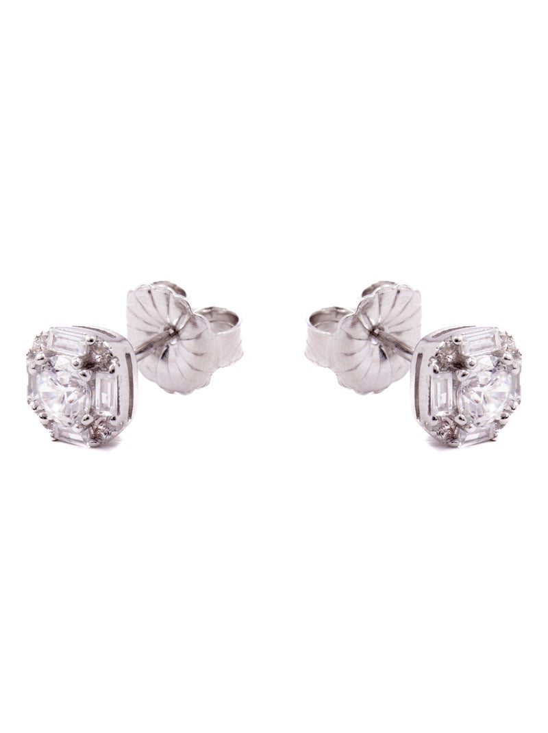 Boucles d'oreilles Luxenter en argent 925 avec zircon brillant rhodié - Dyadu Blanc - Kiabi