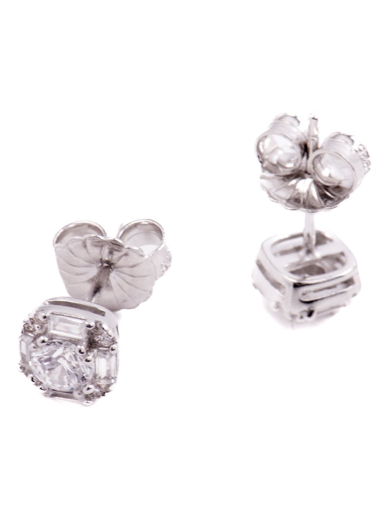 Boucles d'oreilles Luxenter en argent 925 avec zircon brillant rhodié - Dyadu Blanc - Kiabi