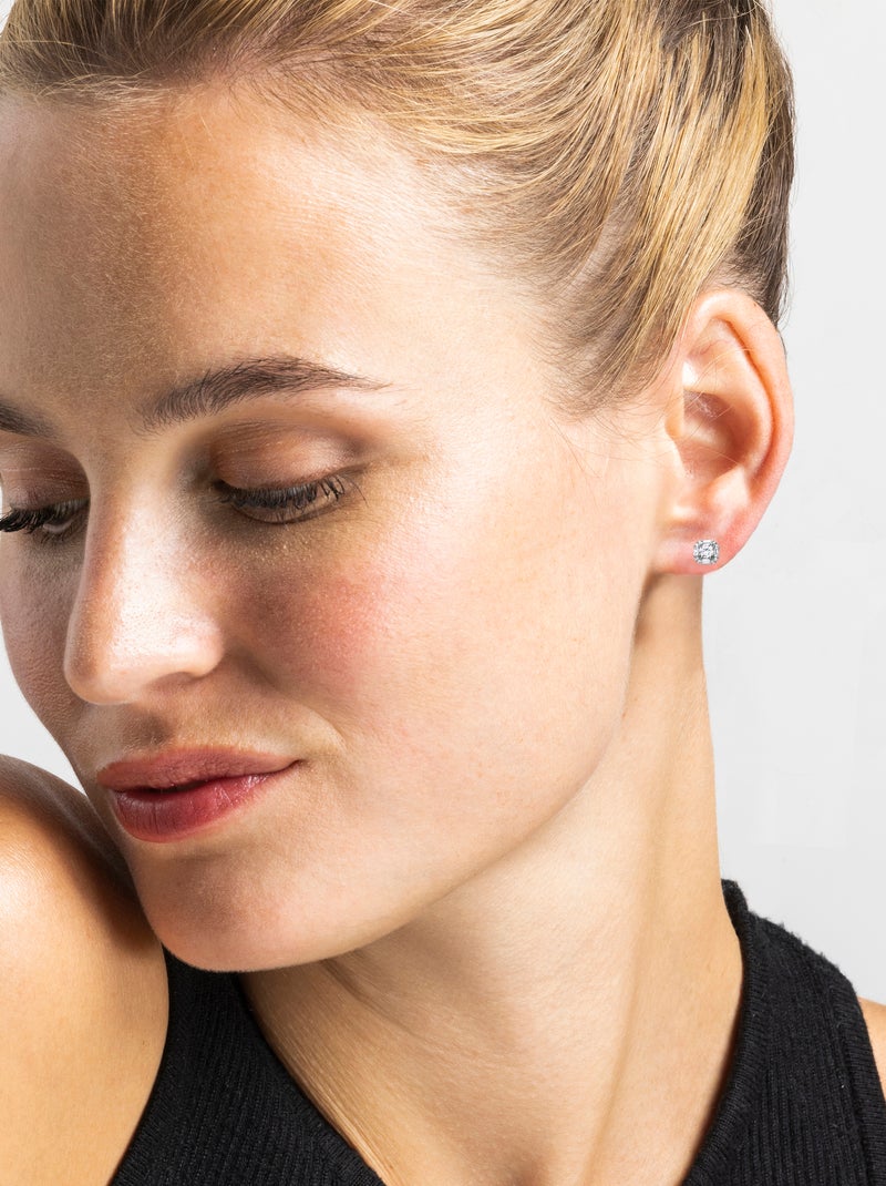 Boucles d'oreilles Luxenter en argent 925 avec zircon brillant rhodié - Dyadu Blanc - Kiabi