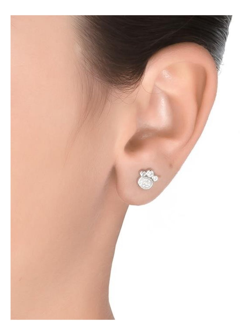 Boucles d'oreilles Luxenter en argent 925 avec zircon brillant rhodié - Loyauté Blanc - Kiabi