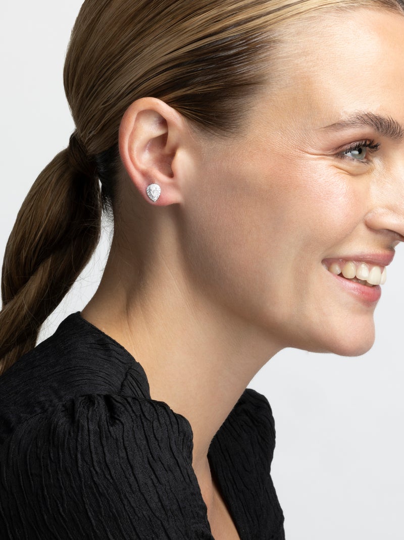 Boucles d'oreilles Luxenter en argent 925 avec zircon brillant rhodié - Thurmi Blanc - Kiabi