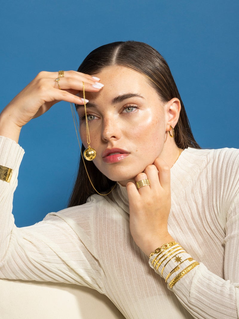 Boucles d'oreilles Luxenter en argent 925 avec zircon brun et finition plaqué or jaune 18K - Iotha Marron - Kiabi